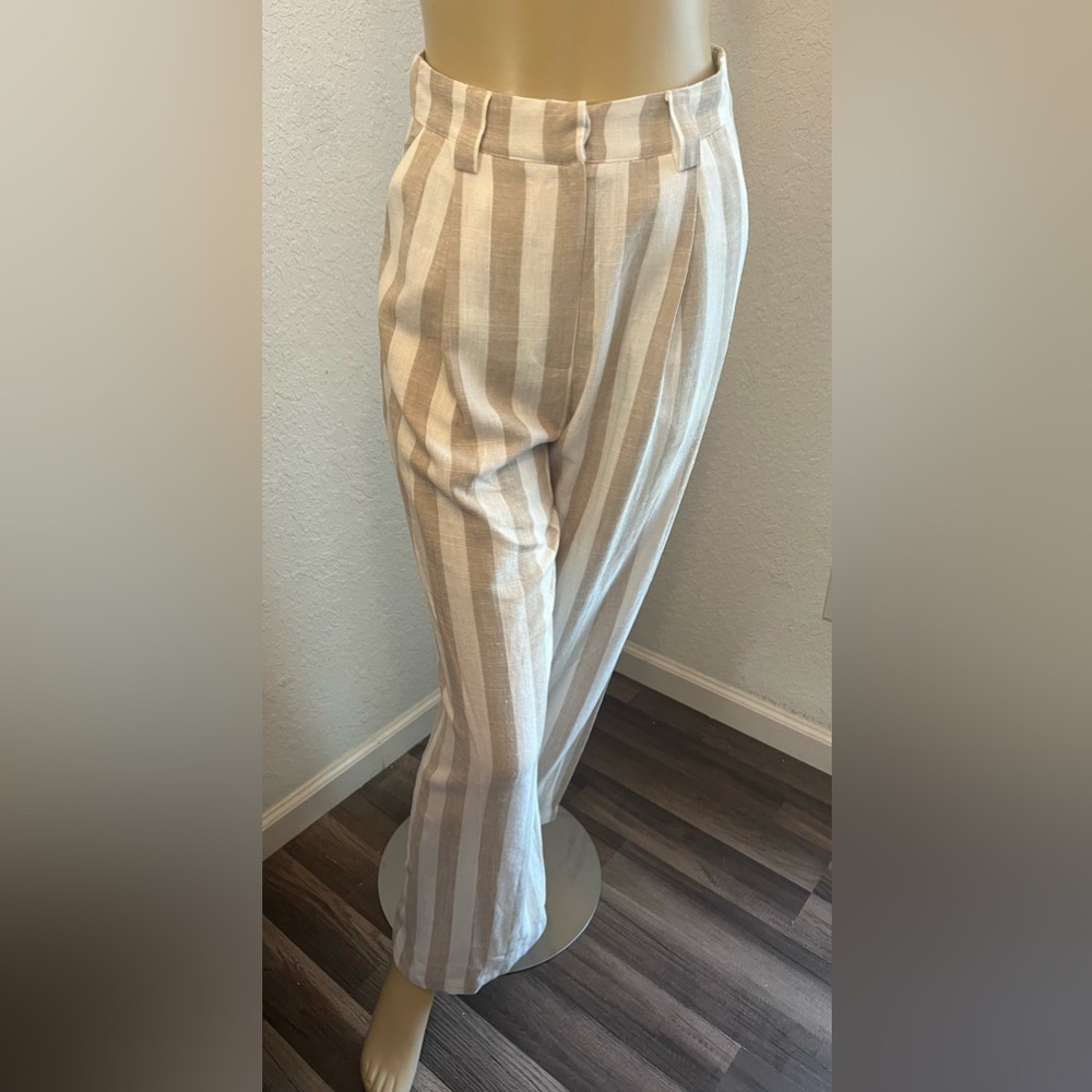 NWT LIONESS LA QUINTA PANT NUDE PINSTRIPE, XXS, MSRP $89